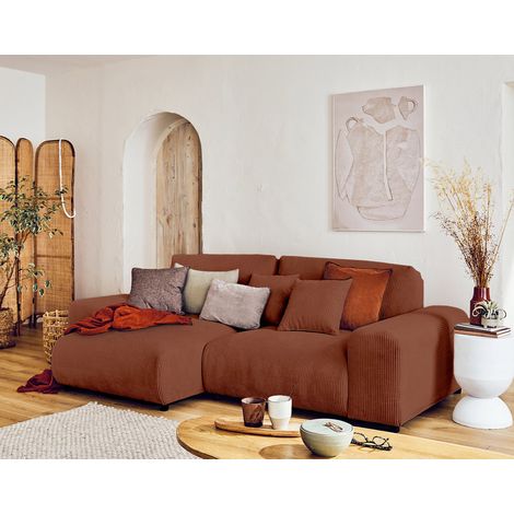 Garance - ecksofa beidseitig montierbar - 4 sitzplätze - aus cord. - terrakotta (1/5)