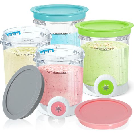 Lot de 4 récipients de rechange pour machines à crème glacée et couvercles compatibles avec la série NC700 NC701, sans BPA et passent au lave-vaisselle (NC701 Series-4 Pack) (1/5)