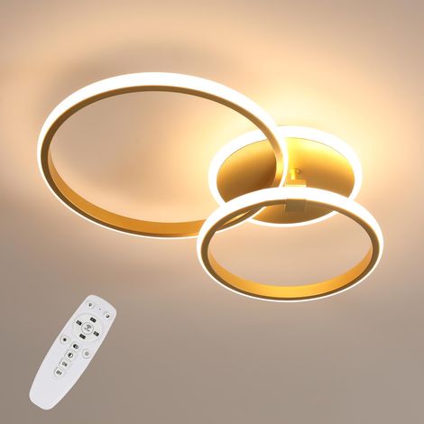 Plafonnier LED Moderne Dimmable, 42W Lampe de Plafond LED avec Télécommande/APP, Rond Luminaire Plafonnier Doré Pour Chambre à Coucher, Salon, Cuisine, Bureau, 30006500K (1/5)