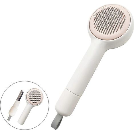 Brosse de toilettage autonettoyante pour chats et chiens, ensemble brosse et peigne pour le démêlage, râteau à sous-poil pour petits animaux, multifonctionnelle et portable. (1/5)