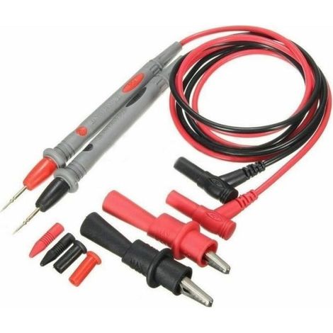 2 Cordons Test Multimètre 20A Pince Crocodile Câble Testeur Voltmètre Electricité (1/4)