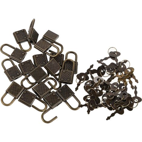 jojofuny Lot de 20 mini cadenas vintage en bronze vert avec clé (1/5)