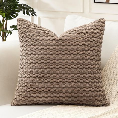 2 Housses de Coussin 45x45 cm Velours Côtelé Fermeture Invisible Décoration Salon Chambre Canapé (1/5)