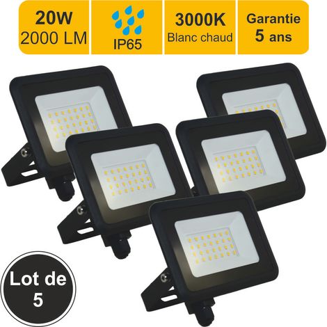 [JAMAIS UTILISÉ] Lot de 5 projecteurs LED 20W/IP65/IK10/1800lm/3000K connexion directe - sans câble - garantie 5 ans (1/5)