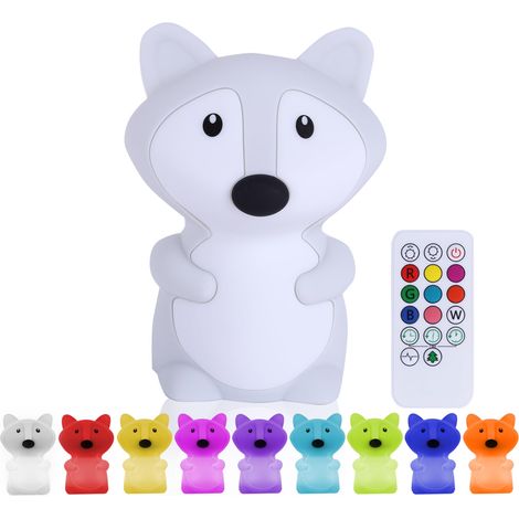 Veilleuse Renard (Grande) - avec Fonction de Tapotement et Télécommande - Lampe LED de Nuit Rechargeable - Cadeau de Naissance - Jouet - Chambre de Bébé - Lampe Enfant Premium