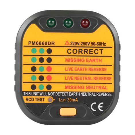 Automatic Electrical Socket Tester 50-60Hz UK/US/EU for Home PM6860DR (EU Plug) (1/5)