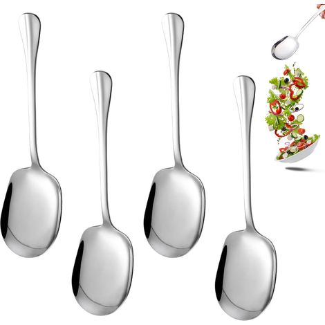 4 Pièces Cuillères,20,5x6cm Cuillère de Service, Cuillère de Service Buffet Cuillere, Matériel en Acier Inoxydable, Grande Cuillere Inox pour Une Utilisation Quotidienne, Fêtes, Mariages et Banquets
