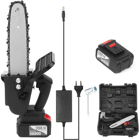 Norme européenne 2 batteries 1 charge dernier modèle 398TV batterie au lithium sans balais scie à chaîne électrique portative 6 m/s plaque de guidage de 10 pouces sans réglage 110-240 V