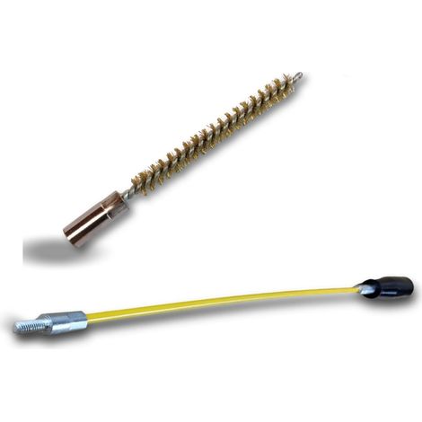 Ecouvillon LAITON Condenseur  Lot de 10 avec 1 tringle flexible 48 cm  Ø 8 mm  Raccord laiton taraudé M6 femelle  Torsade en acier galvanisé  Brosse nettoyage  Kibros 4TCL8Tx10