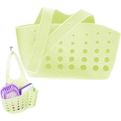 Küchenschwammhalter, Silikon-Spülbeckenorganizer, Geschirrtuchhaken, verstellbarer Gurtorganizer, Abtropfkorb für Wasserhähne, Abtropfkorb, Spülbeckenzubehör, Aufbewahrungslösung (1/5)