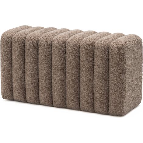 Banc rembourré en tissu bouclette L79cm - Taupe - Leto