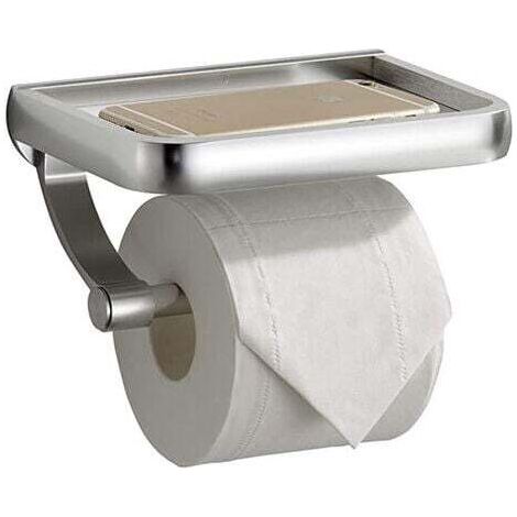 Toilet Paper Holder, Toilet Paper Dispenser with Shelf, for Kitchen and Bathroom, Silver
