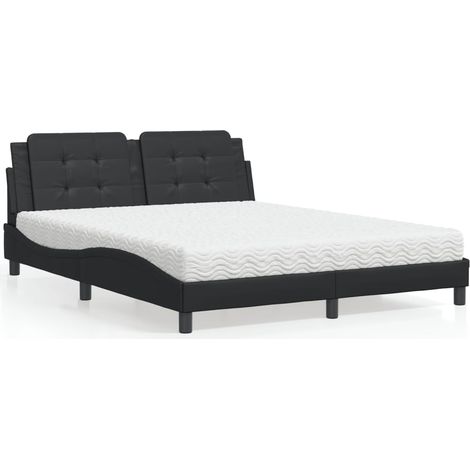 Lit avec matelas Zadar noir 160x200 cm similicuir