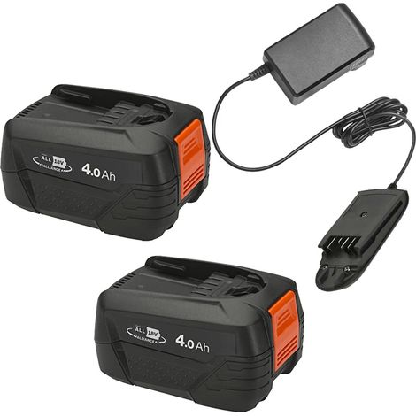 Flymo Power For All 2 x Batteries & Charger Starter Set 18V 4.0Ah FLY105 FLY106 (1/5)