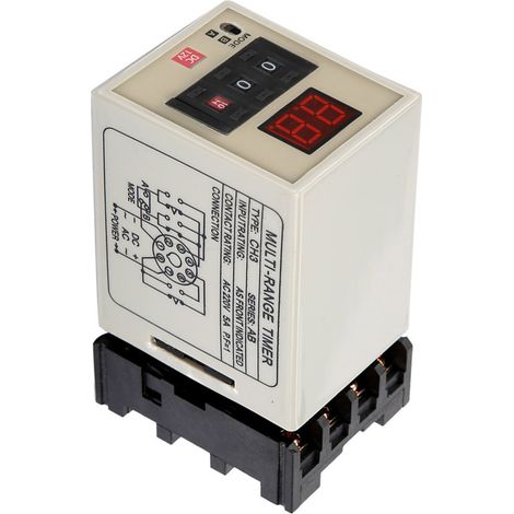 Relais temporisé double mode AH3-DM, affichage LED 0,01 S-99 H (12 V CC) (1/5)