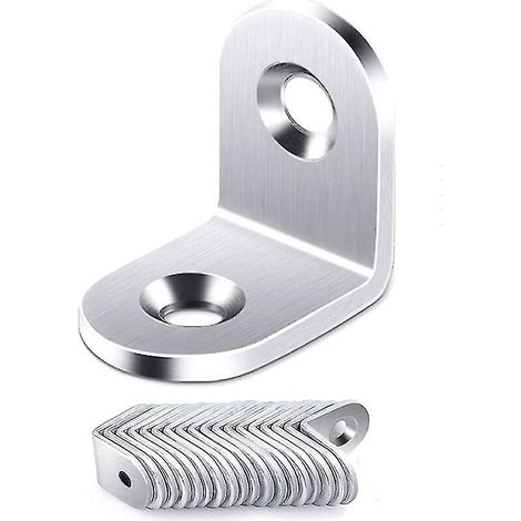Lot de 20 équerres de 20 x 20 mm, équerres d'angle en acier inoxydable à 90°, équerres en L (silverfonepro) (1/5)