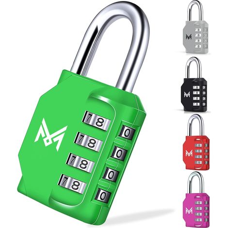 Cadenas à combinaison - Cadenas casier - Cadenas sécurité 4 chiffres - 1/2 unités de couleur noire - Cadenas valise, gym, tiroirs, gym (1 unité, vert) (1/5)