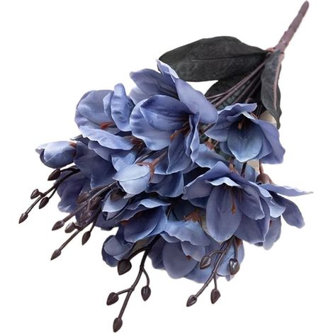 Bouquet de Magnolias Artificiels Décor Maison Mariage Fête de Noël Accessoires Photographie Mariée Fournitures de Cérémonie Bleu (1/5)