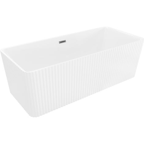 Mexen Nila bañera exenta estriada 170 x 75 cm, blanca, rebosadero gun metal - 52841708000-95 (1/5)