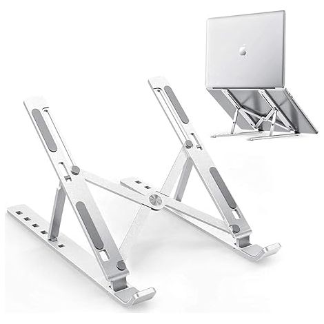 Support ordinateur portable 7 marches en aluminium pour mal de dos (ergonomique). Idéal pour le bureau à domicile (1/5)