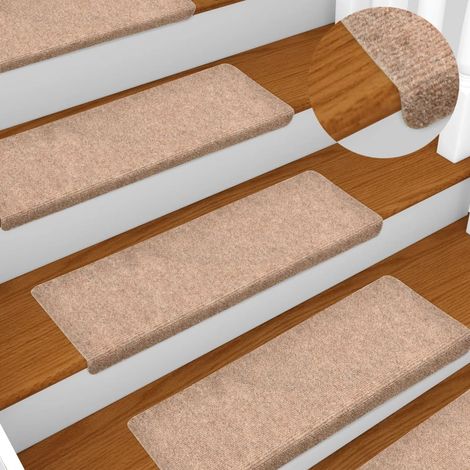 5 pcs Tapis d'escalier, Tapis de marches, Marchettes D'escalier Marron 65x21x4 cm Aiguilleté MKS64661 (1/5)