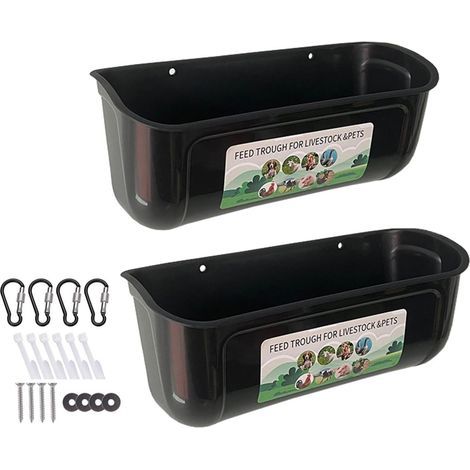 Set of 2 Large Capacity Hanging Chicken Feeders, PP Bucket with Hooks for Poultry and Livestock (1/5)