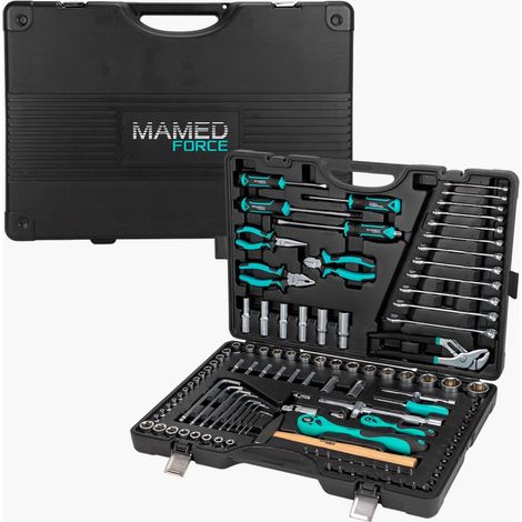Set di chiavi a bussola, cricchetto, bussole, 122 pezzi, custodia (1/4)