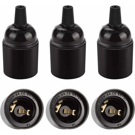 LaBlanc – Vintage-E27-Fassung, schwarz, Retro-Edison-Pendelleuchte, Lampenfassungsadapter aus massivem Bakelit, ideal für Dekoration, Industrie und Heimwerkerprojekte, 6er-Pack (1/5)