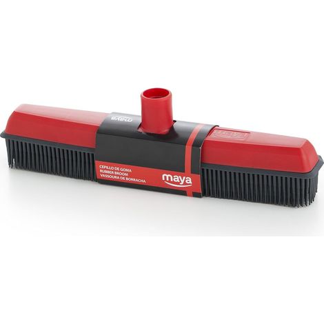 Maya Professional Tools 02029 Scopa con Pelli in Gomma, per Raccogliere Capelli, Nero/Rosso