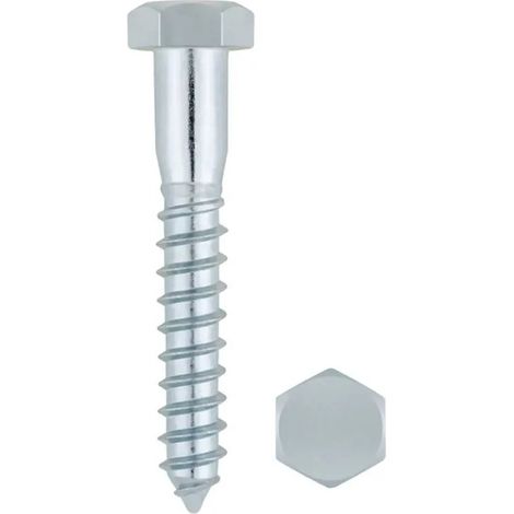 Vite a vite per legno - Testa esagonale - Filettatura parziale - Acciaio zincato 6 x 40 - Confezione da 200