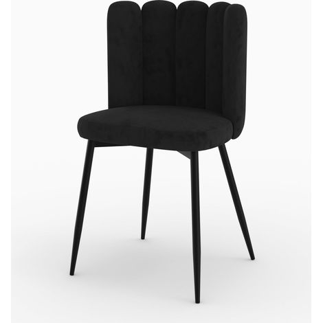 Silla de terciopelo negro y patas de metal negro - Rosy (1/4)