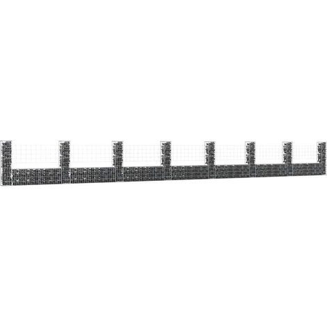 Panier de gabion en forme de U avec 8 poteaux Fer 860x20x100 cm (1/5)