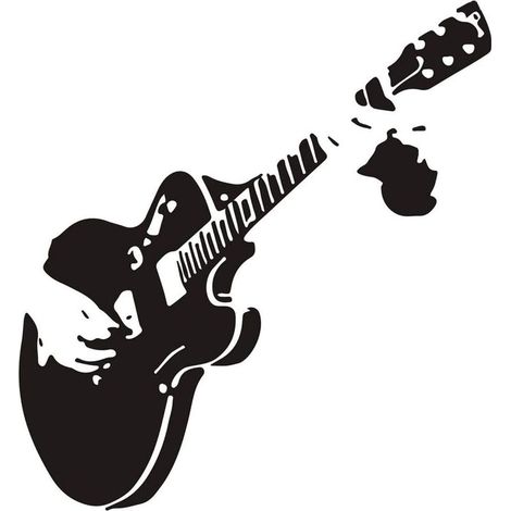 Décoration murale autocollante en vinyle amovible sur le thème de la guitare, à faire soi-même, idéale pour l'école, la chambre d'enfant, le salon, la chambre à coucher ou la salle familiale. (1/5)
