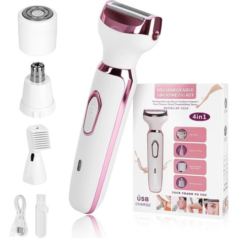 Épilateurs pour femmes, épilateur facial 4-en-1 amélioré, tondeuse pour le visage, les sourcils et le nez, adapté à tous les types de peau, avec têtes amovibles et lavables (1/5)