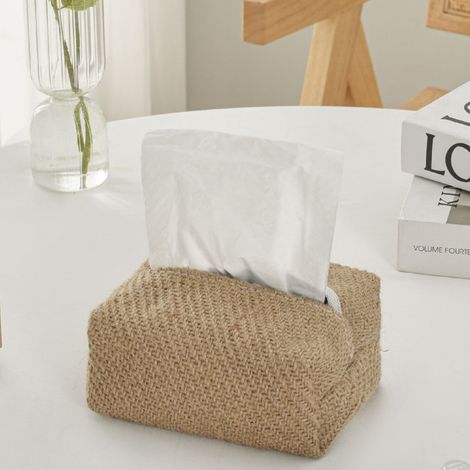 Porte-mouchoirs en jute et rotin, sans plastique, 17 x 9 x 8 cm (1/4)