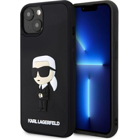 Schutzhülle für iPhone 14 Plus Karl Lagerfeld Hartschalen-Gummi Ikonik 3D Schwarz (1/5)