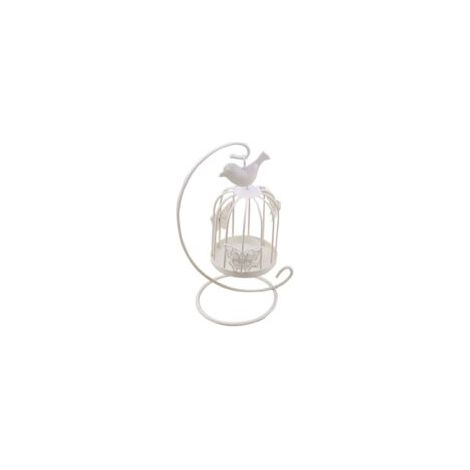 Portavelas colgante de metal de estilo vintage, con motivo de mariposa, farol, portavelas con forma de jaula de pájaros, ideal para bodas o decoración del hogar, blanco hueco - Crezuo
