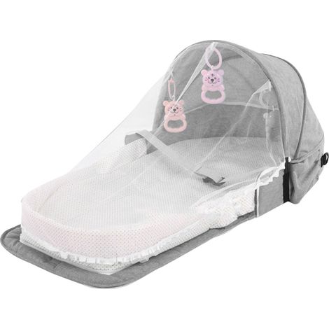 Lit de voyage pliable avec moustiquaire, imperméable, amovible et multifonctionnel, gris (1/5)