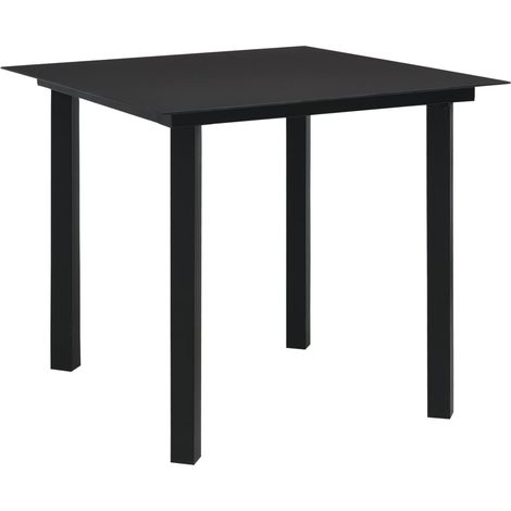 Table à dîner de jardin Noir 80x80x74 Acier et verre 3 (1/4)