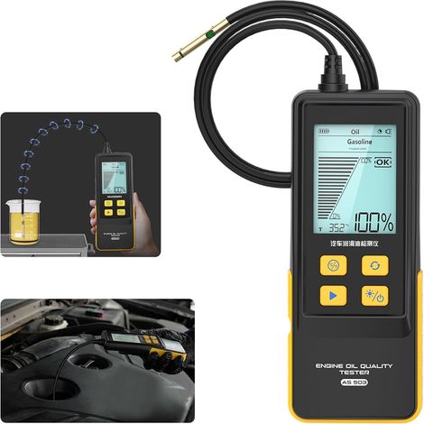 AS503 Kit de test d'huile moteur pour huile moteur essence et diesel, détecteur de transmission et de température avec sonde flexible de 31,5 pouces, écran rétroéclairé 2,8" (1/5)