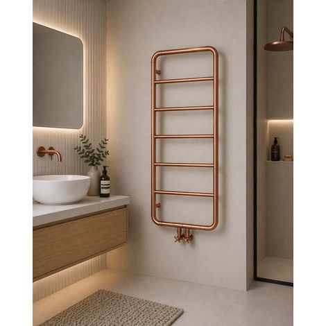 Sèche-serviettes eau chaude - RETRO - 53 x 120 cm - Cuivre Brossé (1/2)