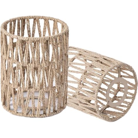 Set of 2 Boho Style Rattan Rope Woven Ceiling Lampshades for Hanging Floor Lamps Hanging Chandelier Replacement Bohemian Style Hanging Lampshade for Lamp (1/5)