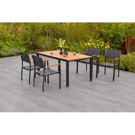Paxos Set 5tlg 4 Sessel Tisch 150x90cm