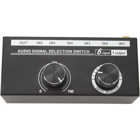 Sélecteur audio QH 06 6 entrées 1 sortie, sélecteur de source audio, partage de connexion téléphone/ordinateur (1/5)