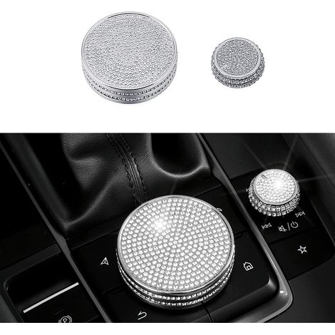 Accessoires intérieurs Bling pour Mazda 3 CX-30 (2019-2025) - Bouton multimédia et bouton de climatisation avec anneau décoratif strass, pour la décoration intérieure de votre voiture, style Bling (1/5)