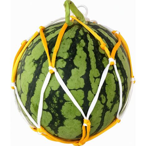 Filet de support suspendu réutilisable pour pastèque, melon, potiron et autres gros fruits, jaune et blanc (1/4)