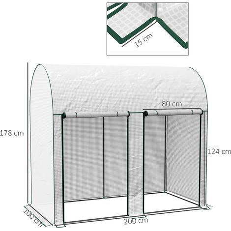 Serre de jardin de 2 m² avec 2 volets roulants, bâche en polyéthylène résistant aux UV (140 g/m²), 2 x 1 x 1,78 m, blanche (1/5)
