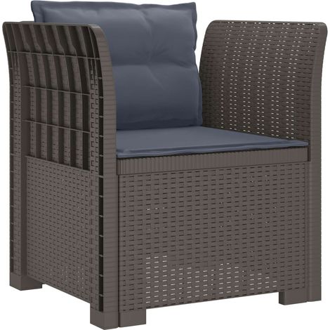 Poltrona a 1 Posto con Cuscini Aspetto Rattan PP Grigio Chiaro vidaXL (1/5)