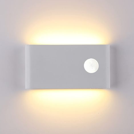 Aplique LED de 12 W con sensor de movimiento, IP65, para exteriores, apto para interior y exterior, color blanco. (1/5)