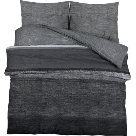 Housse de couette en coton gris foncé, dimensions 140 x 200 cm. (1/5)